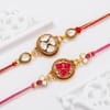 Gift Trendy Kundan Meena Rakhi Set with Mix Dry Fruits