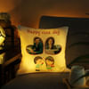 Valentine Rose Day Personalized LED Satin Cushion Online