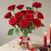 Valentine's Day 14 Red Rose Arrangement In Hourglass Vase