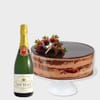Valentine's Day Choco Strawberry Cake And Champagne Combo