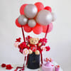 Valentine's Day Roses, Teddy, And Balloons Arrangement