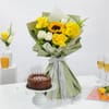 Valentine's Day Sunshine Blooms And Truffle Cake Combo