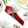 Gift Vibrant Maroon Napkins With Decorative Napkin Rings (Set of 6+6)