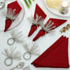 Vibrant Maroon Napkins With Decorative Napkin Rings (Set of 6+6)