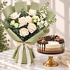 White Roses and Chocolate Heaven Cake Combo
