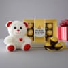 White Teddy Bear with 12 Ferrero Rocher Combo Online
