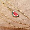 Y2K Charm Pendant Gold Necklace - Emoji - Watermelon - Single Piece Online