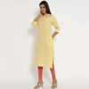Gift Yellow Cotton Embroidered Kurta