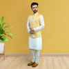 Yellow Jacquard Bandi Jacket Online