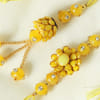 Gift Yellow Pachhi Designed Bhaiya Bhabhi Rakhi with Kadi Kundan Work