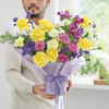 Buy Yellow Roses and Purple Alstroemeria Bloom Box
