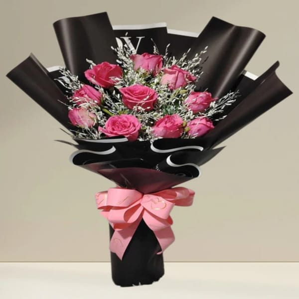 10 Pink Roses Bouquet