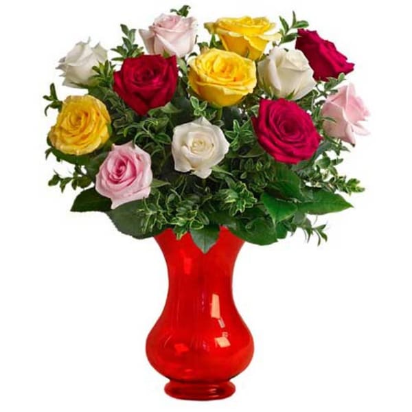 10 Vibrant Mixed Roses Bouquet