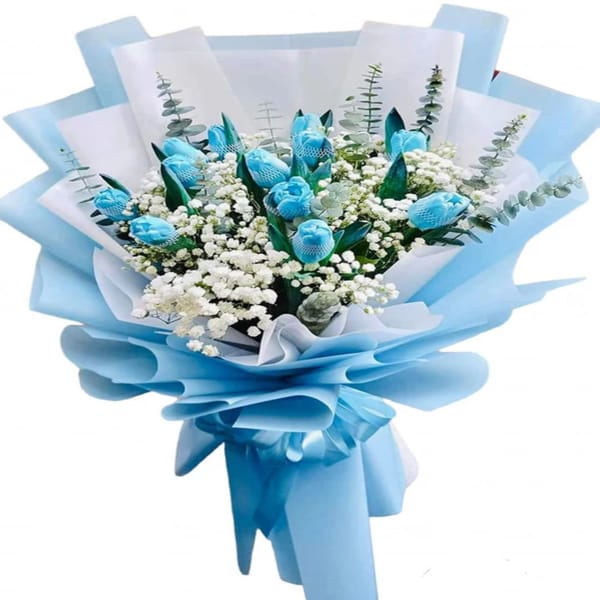 12 Blue Tulips Bouquet
