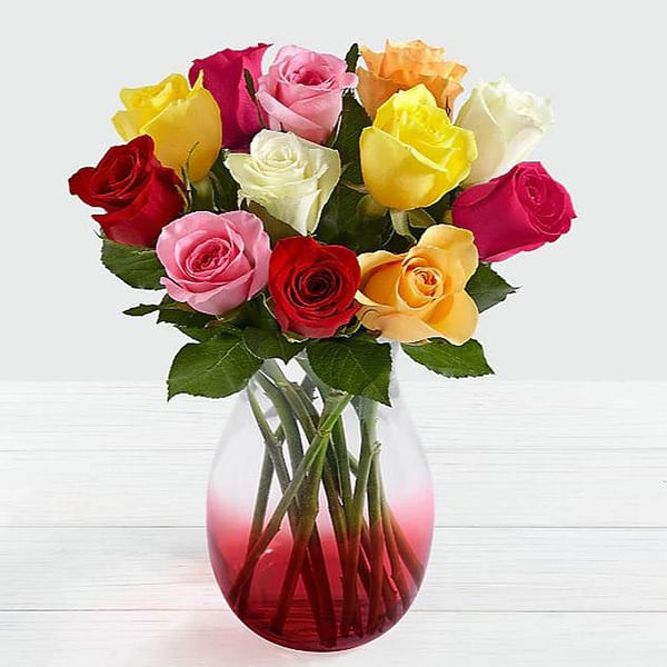 12 Mixed Roses