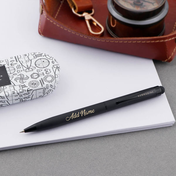 2-in-1 Stylus & Matte Black Ball Pen - Customized with Name