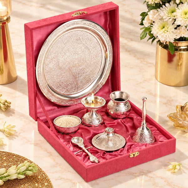 7-Piece Silver Pooja Set