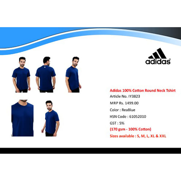 Adidas 100% Cotton Round Neck T-shirt-Jyoti