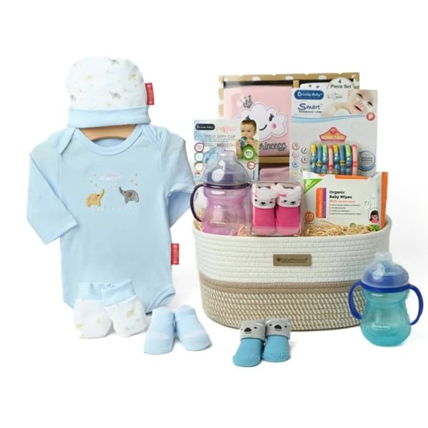 Adorable Baby Essentials Woven Hamper