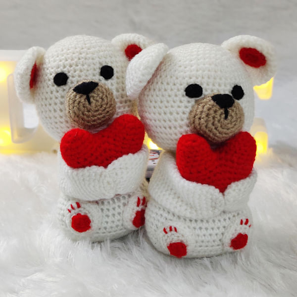 Adorable Handcrafted Crochet Teddy - Set Of 2