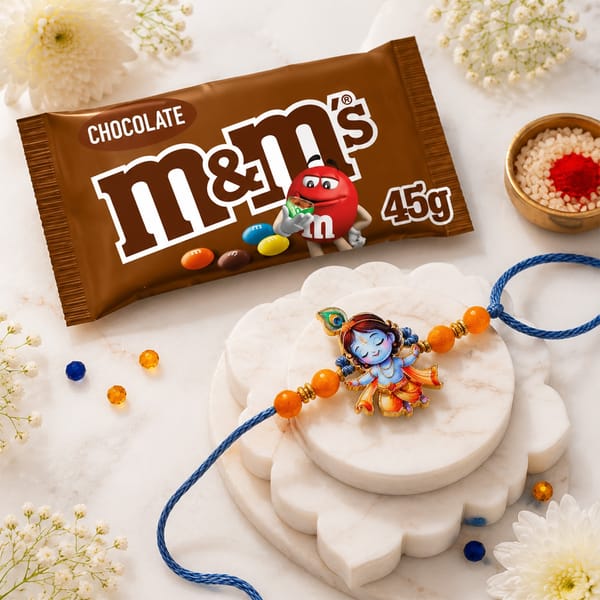 Adorable Krishna Rakhi with M&M's Milk Chocolate