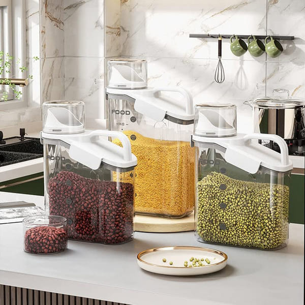 Airtight Container With Pouring Spout And Measuring Cup - Assorted - Single Piece - 1100 Ml