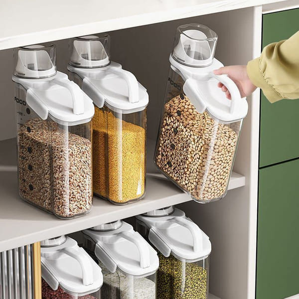 Airtight Container With Pouring Spout And Measuring Cup - Assorted - Single Piece - 2300 Ml