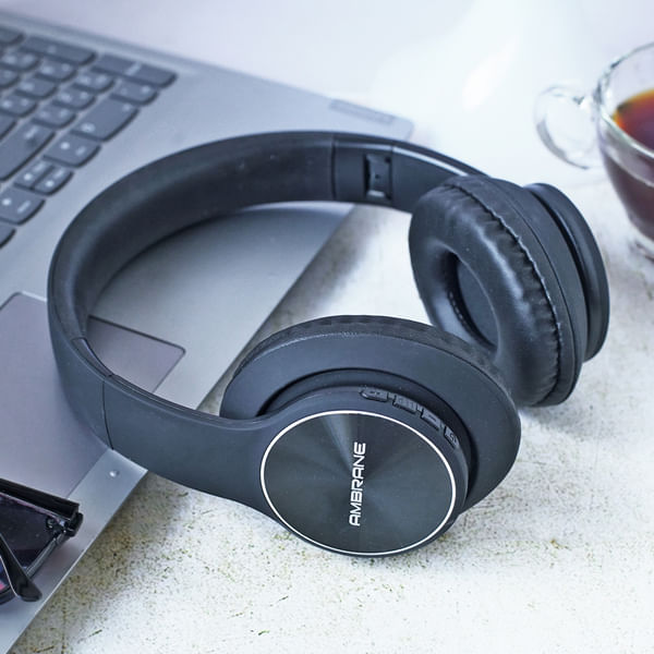Buy/Send Ambrane WH 74 Wireless Headphones with Mic Black Online