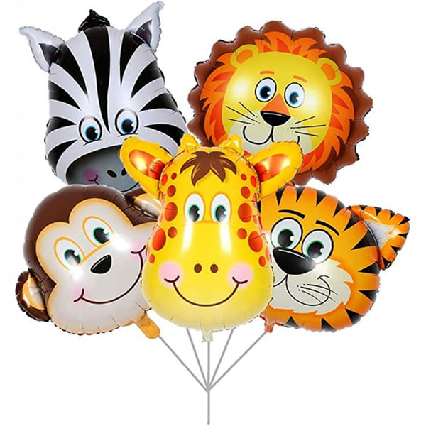 Animal Kingdom Foil Balloons - Set Of 5