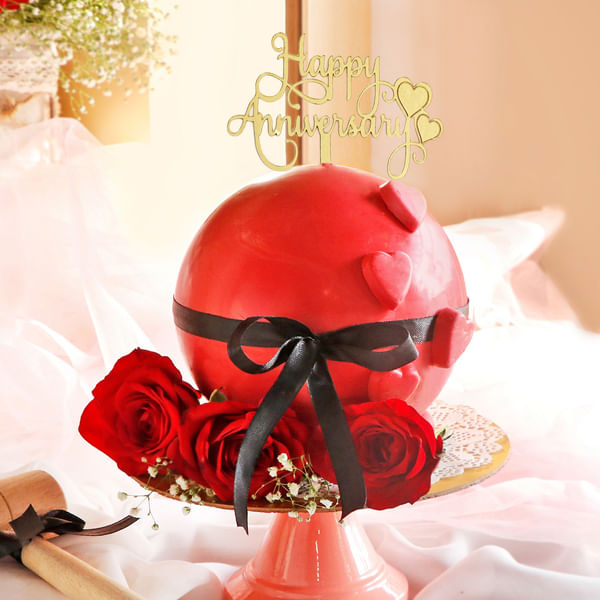 Anniversary Hearts Chocolate Pinata Ball Cake (1 Kg)