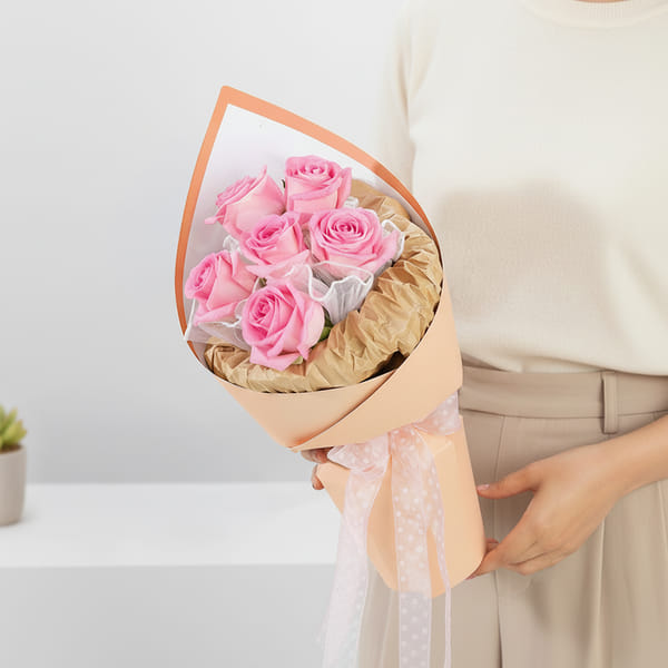 Aqua Pink Roses Bouquet