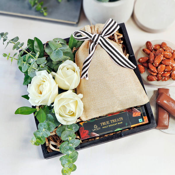 Aromatic Temptations Dry Fruits and Roses Gift Box