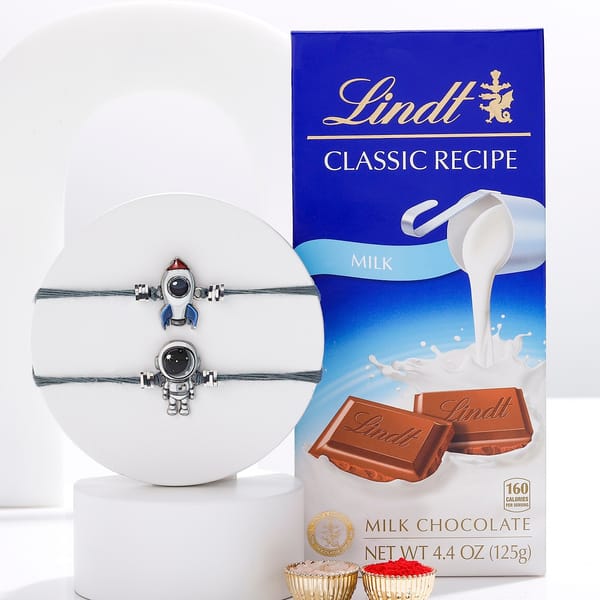 Astronaut And Rocket Rakhi With Lindt Chocolate