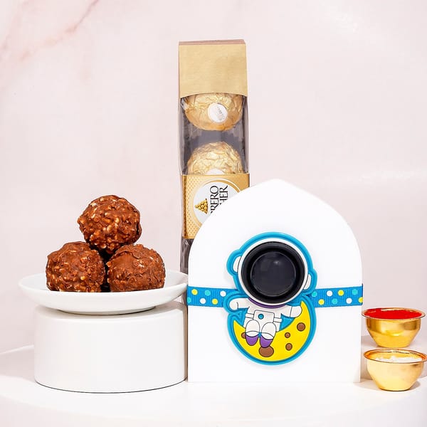 Astronaut LED Rakhi with Ferrero Rocher for Kids