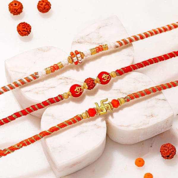 Auspicious Om Swastik Rakhi Set of 3