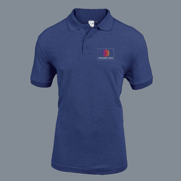 AWG Solid Polo T-shirt for Men (Navy Blue Melange)