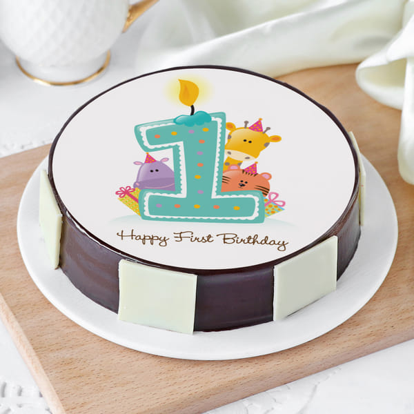 Baby Animals First Birthday Cake