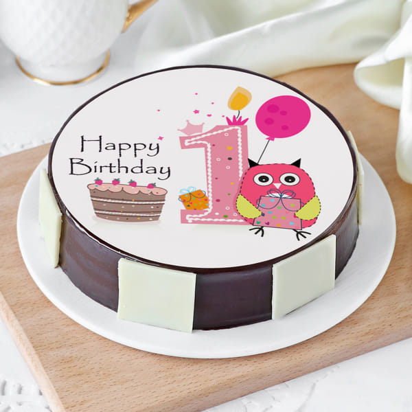Baby Owl First Birthday Cake