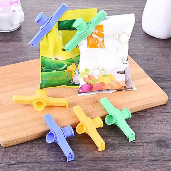 Bag Clips With Discharge Tube - Assorted - Set Of 2