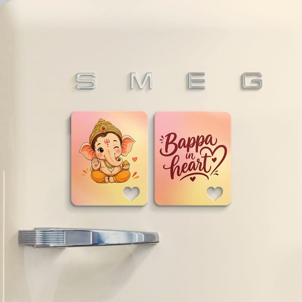 Bappa in Heart Fridge Magnet - Set of 2
