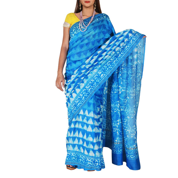 Batik Printed Saree with Zari Border