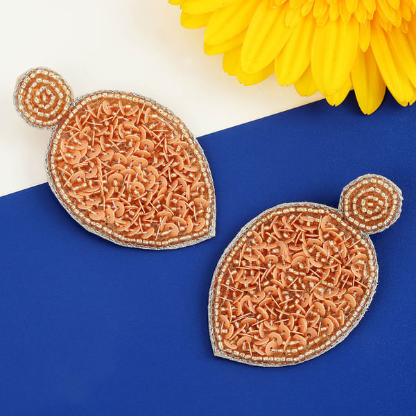 Beaded Drop Orange Earrings