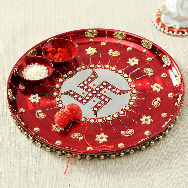 Beads Work Puja Thali
