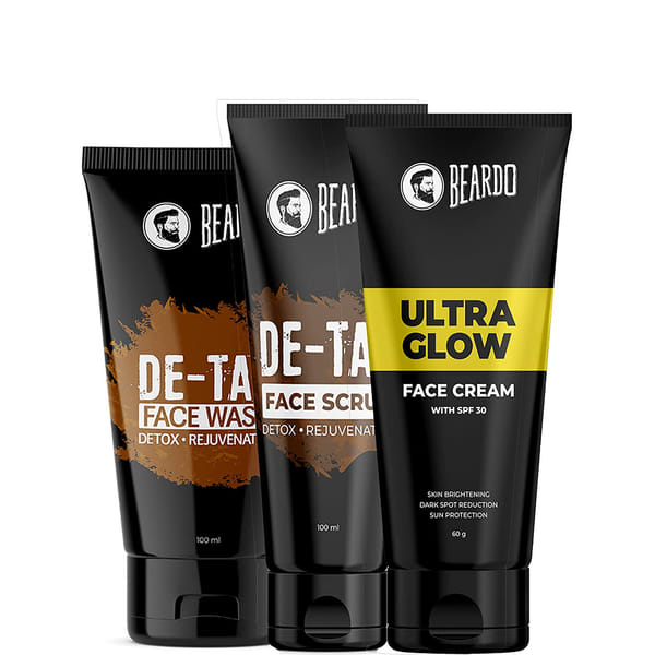 Beardo Summer Combo (De-Tan Face Wash, De-Tan Scrub and Ultraglow Face Cream SPF 30)