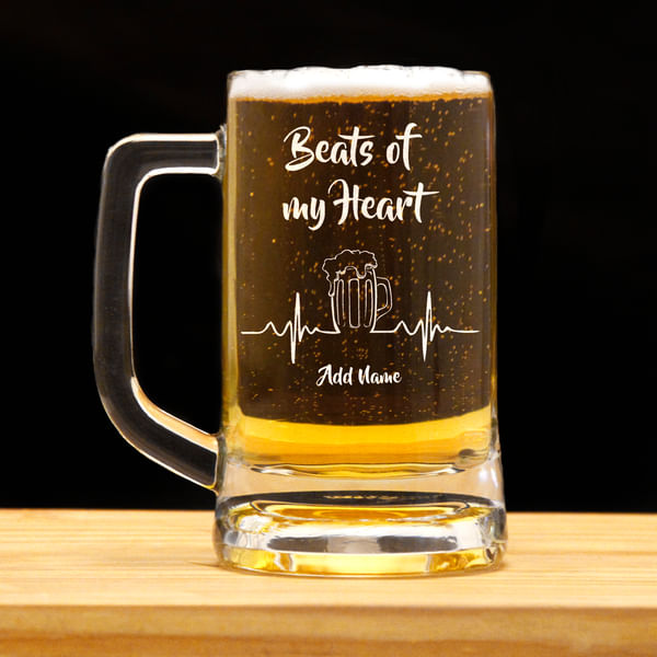 Beats of My Heart Personalized Beer Mug