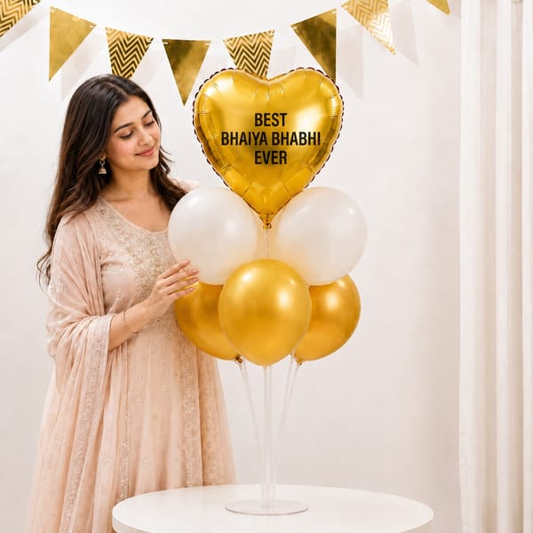 Best Bhaiya Bhabhi Ever Golden Balloon Arrangement