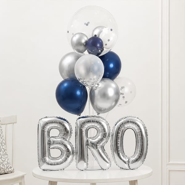 Best Bro Blue Silver Balloon Arrangement for Rakhi
