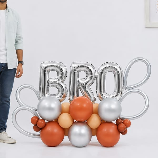 Best Bro Brown Silver Balloon Arrangement for Rakhi