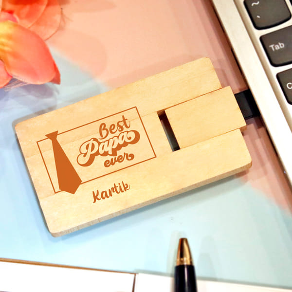 Best Papa Personalised Wooden Pen Drive