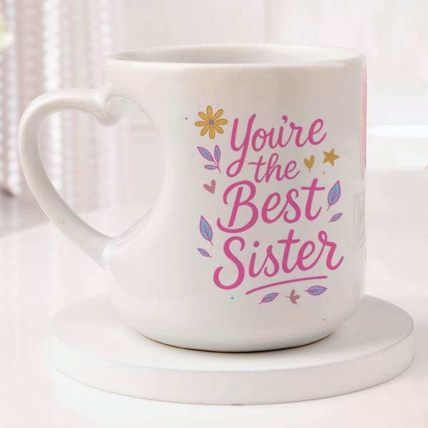 Best Sister White Heart Mug